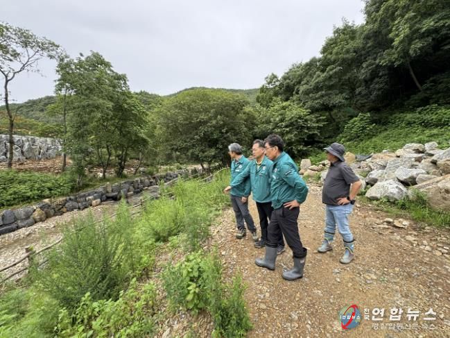 서산시가 지난 7월 집중호우로 인한 산림 피해를 확인하기 위해 현장을 점검하는 모습