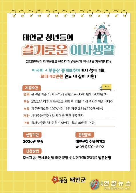 청년 이사비 지원사업 홍보물.