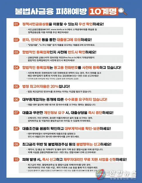 '불법사금융 피해예방 10계명' 포스터