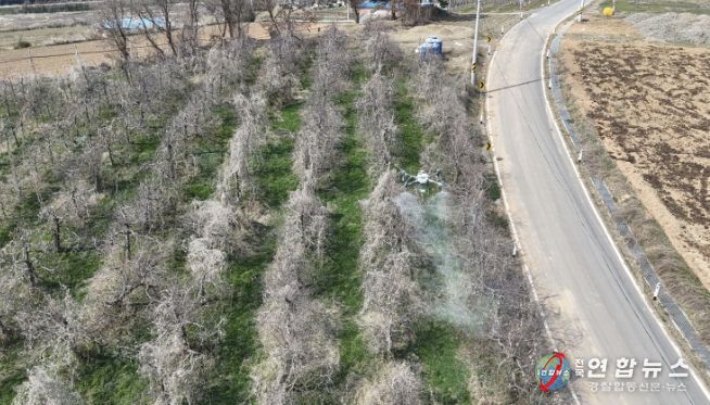 과수화상병 드론방제 사진